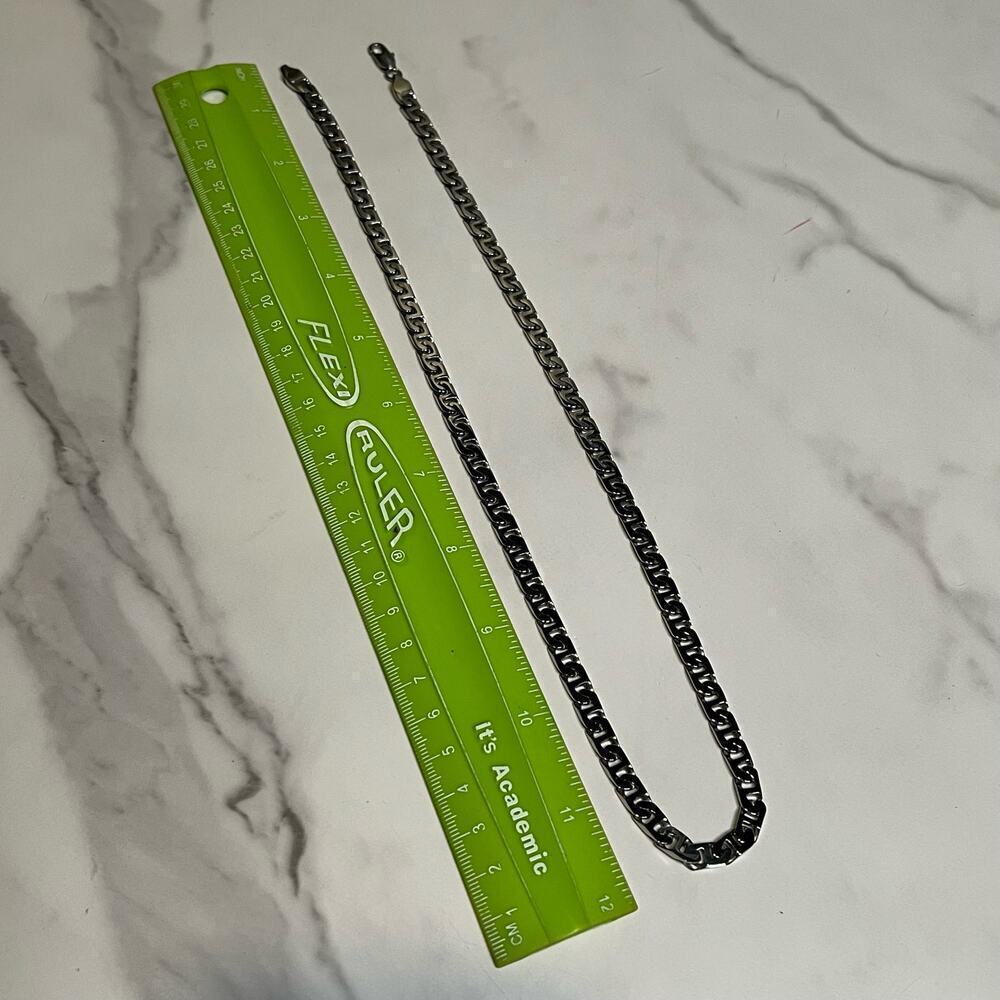 Thick Figaro Chain Stainless Steel Silver Color 24” long Men Women Necklace - Picture 9 of 9